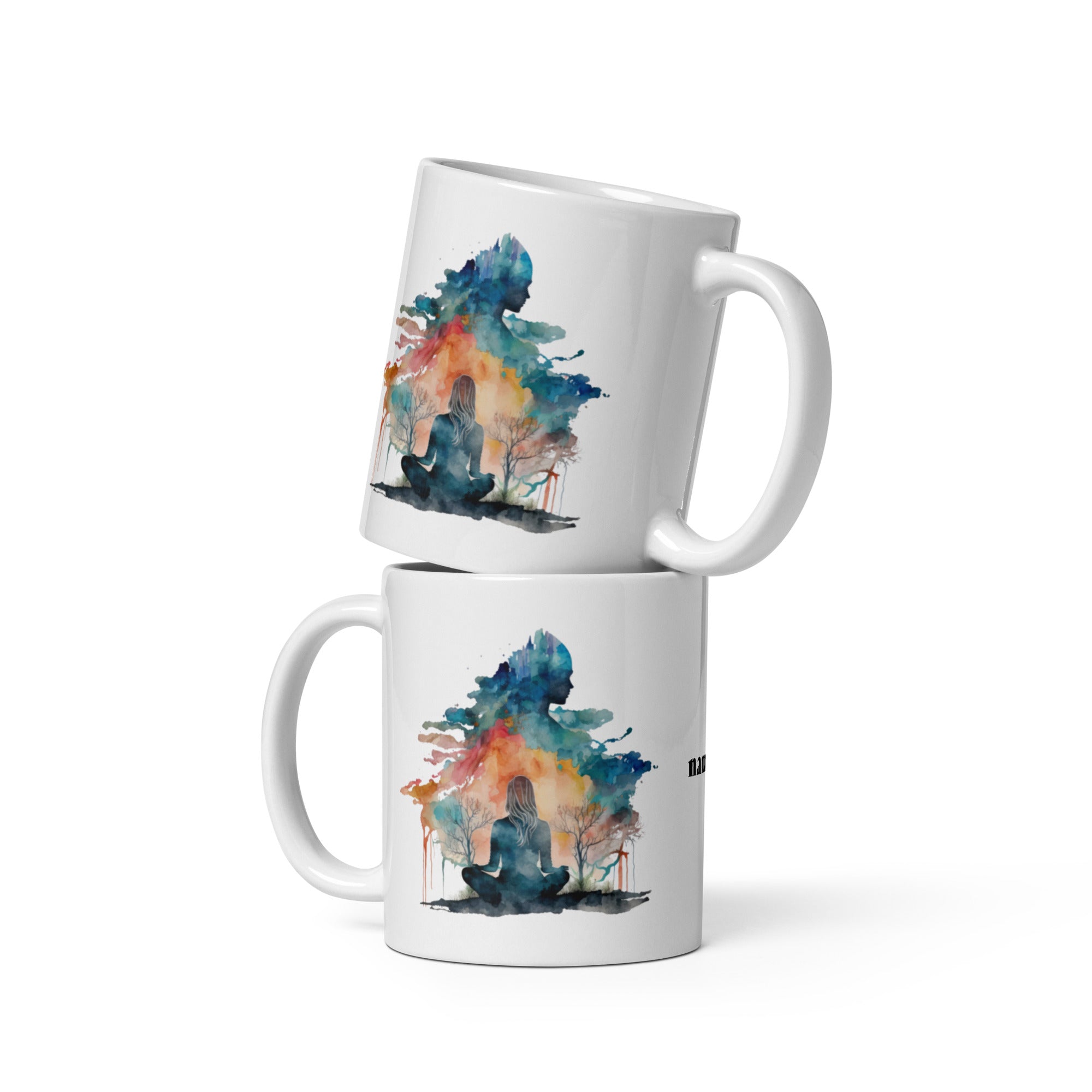 Namaste Yoga Meditation Mug - Watercolor Clouds